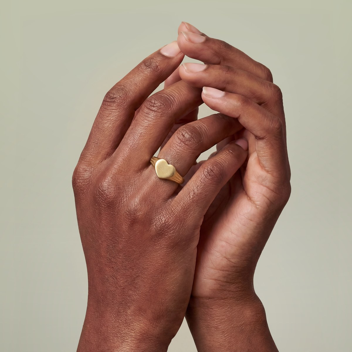 Stainless Steel Heart Signet Ring